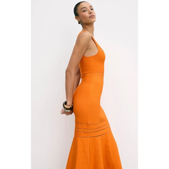 SIMKHAI Louella Midi Dress in Orange - Picture 2 of 11